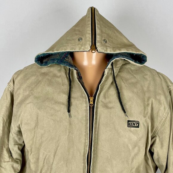 Vtg Kent Berne Blanket Lined Chore Jacket Sz XL Hooded Outdoors Barn Utility - Picture 2 of 11